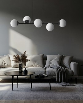 LAMPA WISZĄCA SUFITOWA NOWOCZESNA CZARNA BIAŁE KULE FINO 6