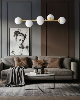 LAMPA WISZĄCA SUFITOWA NOWOCZESNA ZŁOTO KLASYCZNE BIAŁE KULE FINO 6