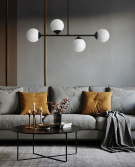 LAMPA WISZĄCA SUFITOWA PLAFON NOWOCZESNA CZARNA BIAŁE KULE FINO 4