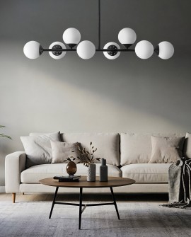 LAMPA WISZĄCA SUFITOWA NOWOCZESNA CZARNA BIAŁE KULE FINO 8