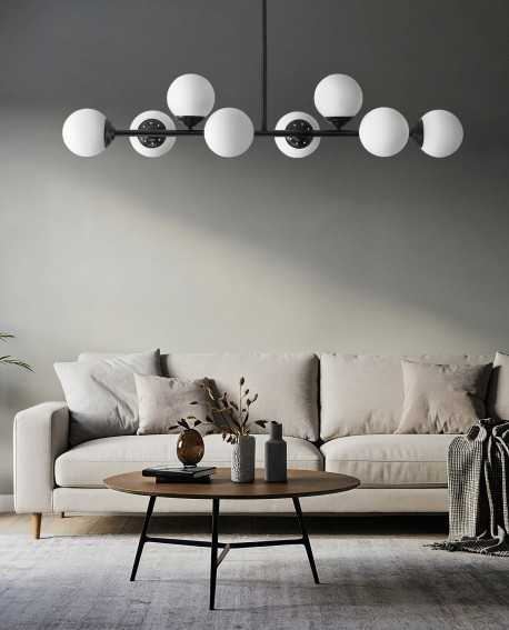 LAMPA WISZĄCA SUFITOWA NOWOCZESNA CZARNA BIAŁE KULE FINO 8