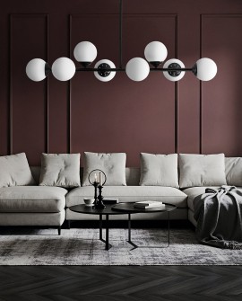 LAMPA WISZĄCA SUFITOWA NOWOCZESNA CZARNA BIAŁE KULE FINO 8