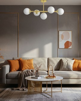 LAMPA WISZĄCA SUFITOWA PLAFON NOWOCZESNA ZŁOTO KLASYCZNE BIAŁE KULE FINO 5