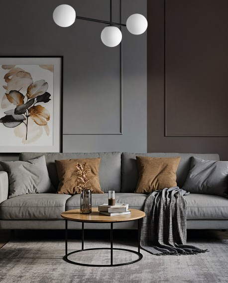 LAMPA SUFITOWA WISZĄCA PLAFON NOWOCZESNA CZARNA BIAŁE KULE LEDO 3