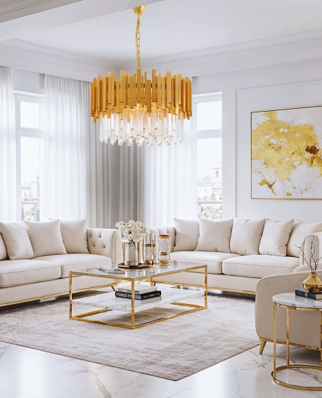 LAMPA WISZĄCA ŻYRANDOL KRYSZTAŁOWY ZŁOTY FERA D50 LUMINA DECO