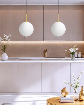 LAMPA WISZĄCA NOWOCZESNA ZŁOTO KLASYCZNE BIAŁA KULA FREDICA 30 LUMINA DECO