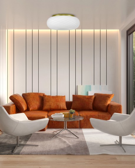 LAMPA SUFITOWA PLAFON NOWOCZESNA BIAŁO-ZŁOTA MONARTE D28 LUMINA DECO