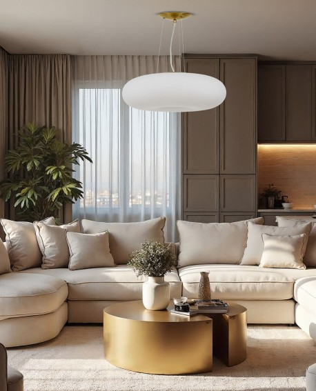 LAMPA WISZĄCA SUFITOWA NOWOCZESNA BIAŁO-ZŁOTA BIANTE D48 LUMINA DECO