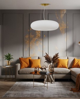 LAMPA WISZĄCA SUFITOWA NOWOCZESNA BIAŁO-ZŁOTA BIANTE D48 LUMINA DECO