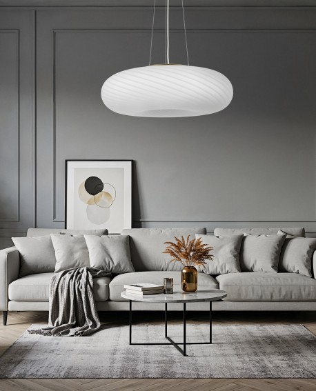 LAMPA WISZĄCA SUFITOWA NOWOCZESNA BIAŁO-ZŁOTA MONARTE D48 LUMINA DECO