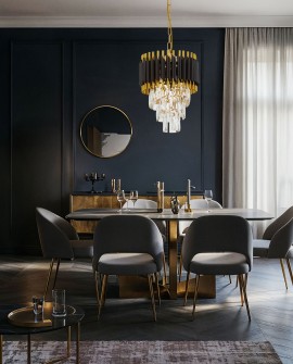 LAMPA WISZĄCA ŻYRANDOL KRYSZTAŁOWY CZARNO-ZŁOTY MAZINI D25 LUMINA DECO