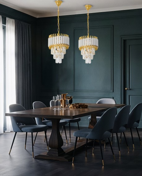 LAMPA WISZĄCA ŻYRANDOL KRYSZTAŁOWY BIAŁO-ZŁOTY MAZINI D25 LUMINA DECO