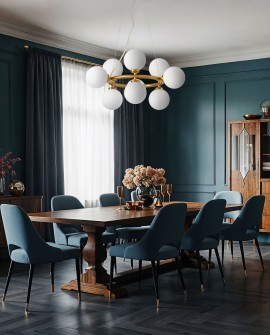 LAMPA WISZĄCA NOWOCZESNA ZŁOTO SZCZOTKOWANE BIAŁE KULE MARSIADA 9 LUMINA DECO