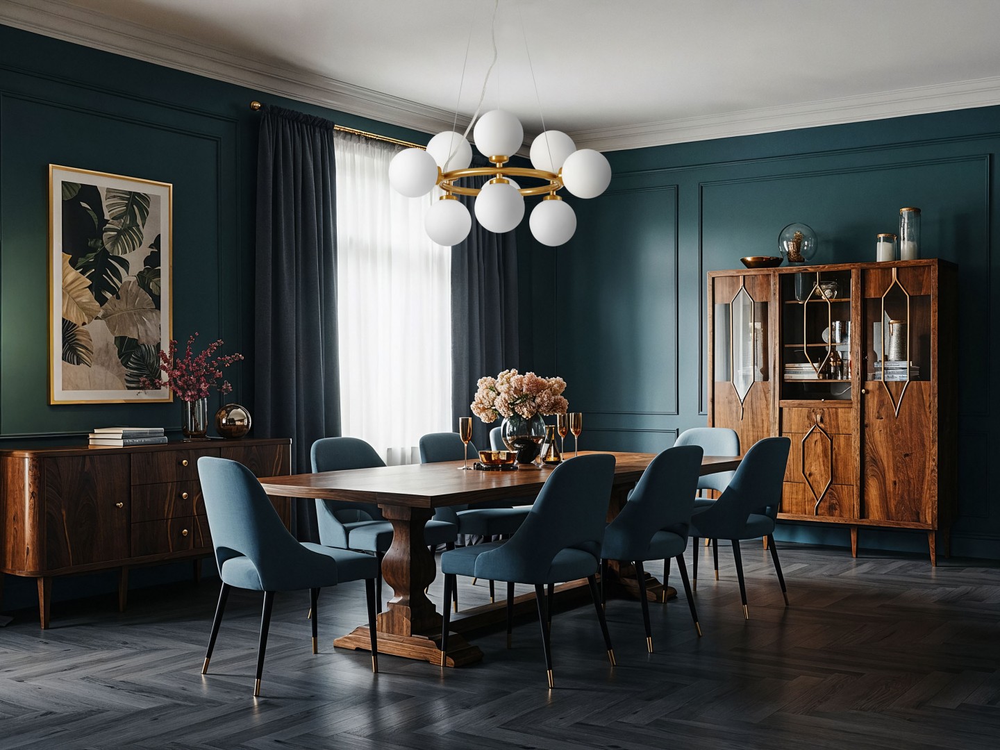 LAMPA WISZĄCA NOWOCZESNA ZŁOTO SZCZOTKOWANE BIAŁE KULE MARSIADA 9 LUMINA DECO