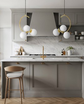 LAMPA WISZĄCA SUFITOWA NOWOCZESNA ZŁOTO KLASYCZNE BIAŁE KULE BONIO 3 LUMINA DECO