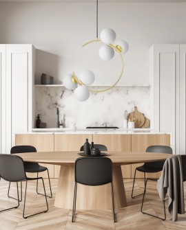 LAMPA WISZĄCA SUFITOWA NOWOCZESNA ZŁOTO KLASYCZNE BIAŁE KULE BONIO 6 LUMINA DECO