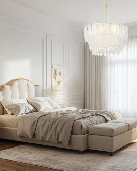 ŻYRANDOL NOWOCZESNY KRYSZTAŁOWY BIAŁO-ZŁOTY CAVALINI D50 LUMINA DECO