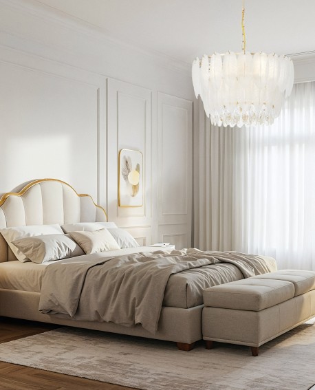 ŻYRANDOL NOWOCZESNY KRYSZTAŁOWY BIAŁO-ZŁOTY CAVALINI D50 LUMINA DECO