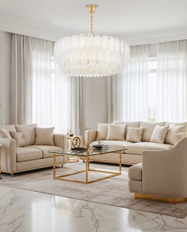 ŻYRANDOL NOWOCZESNY KRYSZTAŁOWY BIAŁO-ZŁOTY CAVALINI D80 LUMINA DECO