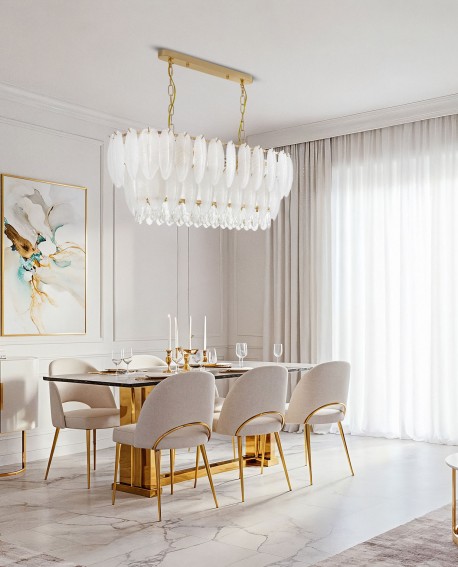 ŻYRANDOL LAMPA WISZĄCA NOWOCZESNA BIAŁO-ZŁOTA CAVALINI LUMINA DECO
