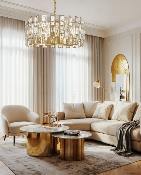 ŻYRANDOL LAMPA WISZĄCA KRYSZTAŁOWA ZŁOTA FIORINA D50 LUMINA DECO