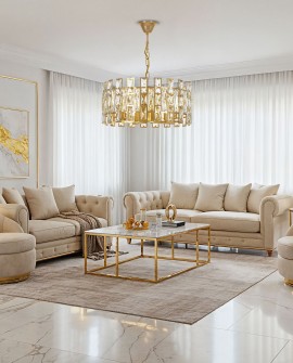 ŻYRANDOL LAMPA WISZĄCA KRYSZTAŁOWA ZŁOTA FIORINA D50 LUMINA DECO