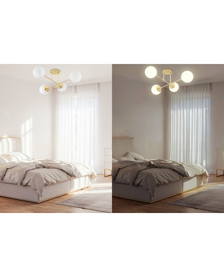 LAMPA WISZĄCA SUFITOWA ŻYRANDOL NOWOCZESNA ZŁOTO KLASYCZNE BIAŁE KULE FINO 4