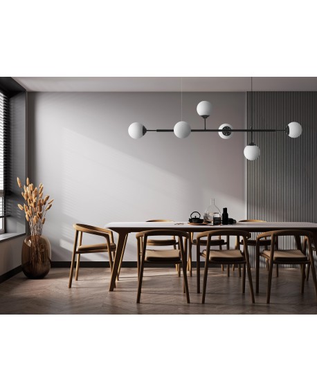 LAMPA WISZĄCA SUFITOWA NOWOCZESNA CZARNA BIAŁE KULE FINO 6