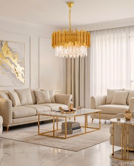 LAMPA WISZĄCA ŻYRANDOL KRYSZTAŁOWY ZŁOTY FERA D50 LUMINA DECO