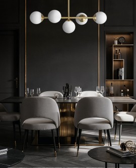 LAMPA WISZĄCA SUFITOWA PLAFON NOWOCZESNA ZŁOTO SZCZOTKOWANE BIAŁE KULE FINO 5 LED