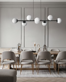 LAMPA WISZĄCA SUFITOWA ŻYRANDOL NOWOCZESNA CZARNA BIAŁE KULE FINO 8