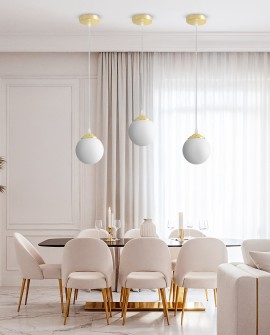 LAMPA WISZĄCA SUFITOWA NOWOCZESNA ZŁOTO KLASYCZNE BIAŁA KULA FINO W1