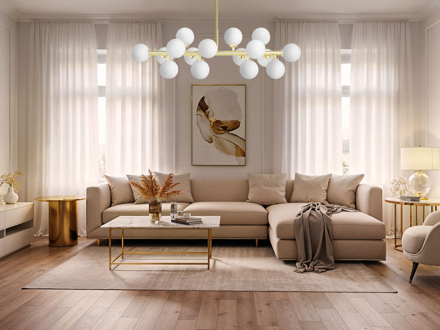 lampa petrica 16 w aranżacji ciemnej z białymi kloszami lumina deco