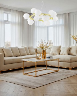 LAMPA WISZĄCA NOWOCZESNA ZŁOTO KLASYCZNE BIAŁE KULE MARSIADA 15 LUMINA DECO