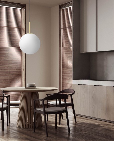LAMPA WISZĄCA NOWOCZESNA ZŁOTO KLASYCZNE BIAŁA KULA FREDICA 30 LUMINA DECO