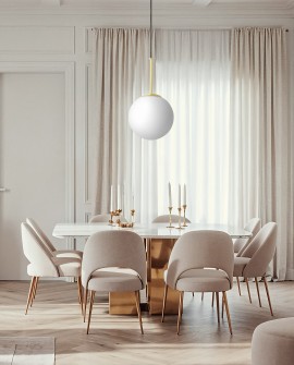 LAMPA WISZĄCA NOWOCZESNA ZŁOTO KLASYCZNE BIAŁA KULA FREDICA 20 LUMINA DECO