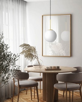 LAMPA WISZĄCA NOWOCZESNA ZŁOTO KLASYCZNE BIAŁA KULA FREDICA 20 LUMINA DECO