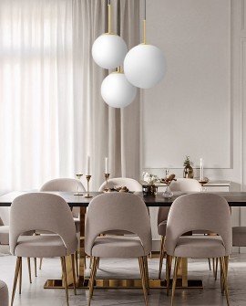 LAMPA WISZĄCA NOWOCZESNA ZŁOTO KLASYCZNE BIAŁA KULA FREDICA 15 LUMINA DECO