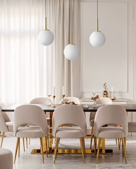 LAMPA WISZĄCA NOWOCZESNA ZŁOTO KLASYCZNE BIAŁA KULA FREDICA 15 LUMINA DECO