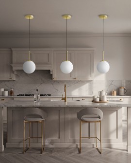 LAMPA WISZĄCA NOWOCZESNA ZŁOTO KLASYCZNE BIAŁA KULA FREDICA 15 LUMINA DECO