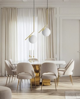 LAMPA WISZĄCA NOWOCZESNA ZŁOTO KLASYCZNE BIAŁA KULA SORENTO 15 LUMINA DECO