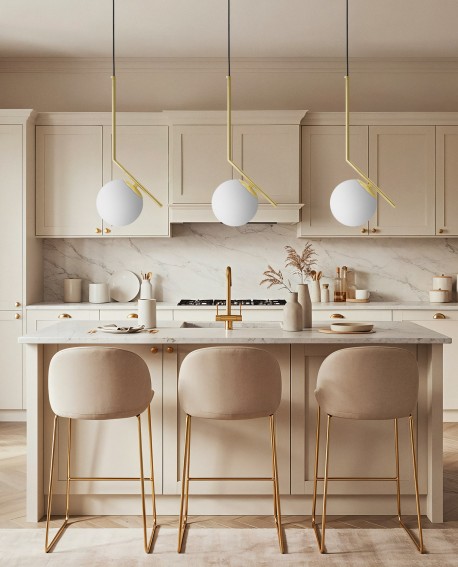 LAMPA WISZĄCA NOWOCZESNA ZŁOTO KLASYCZNE BIAŁA KULA SORENTO 15 LUMINA DECO