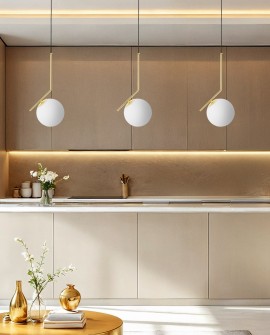 LAMPA WISZĄCA NOWOCZESNA ZŁOTO KLASYCZNE BIAŁA KULA SORENTO 20 LUMINA DECO