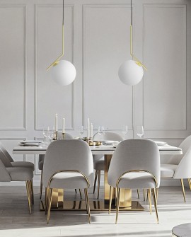 LAMPA WISZĄCA NOWOCZESNA ZŁOTO KLASYCZNE BIAŁA KULA SORENTO 25 LUMINA DECO