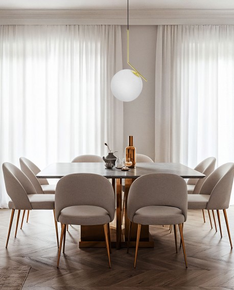 LAMPA WISZĄCA NOWOCZESNA ZŁOTO KLASYCZNE BIAŁA KULA SORENTO 30 LUMINA DECO