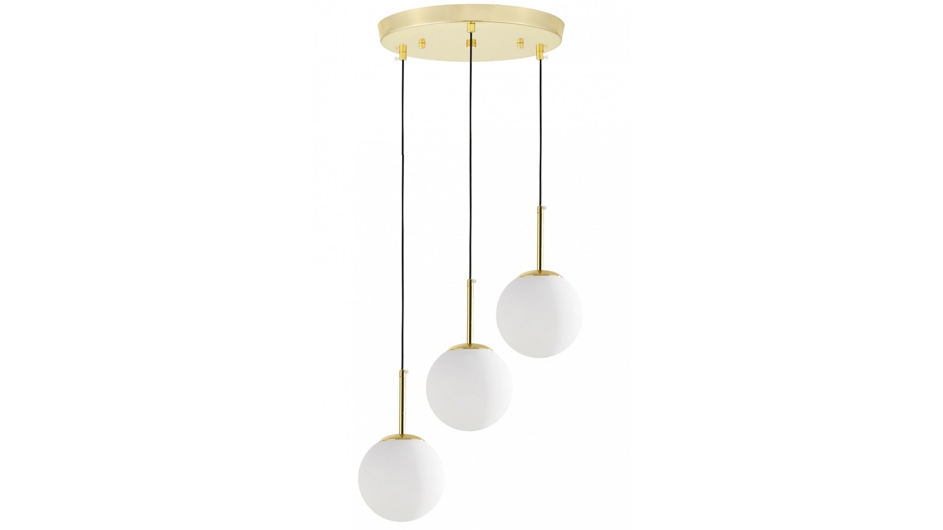 Kaskadowa lampa wisząca Lumina Deco Fredica W3 okrągła podsufitka i mleczne kule