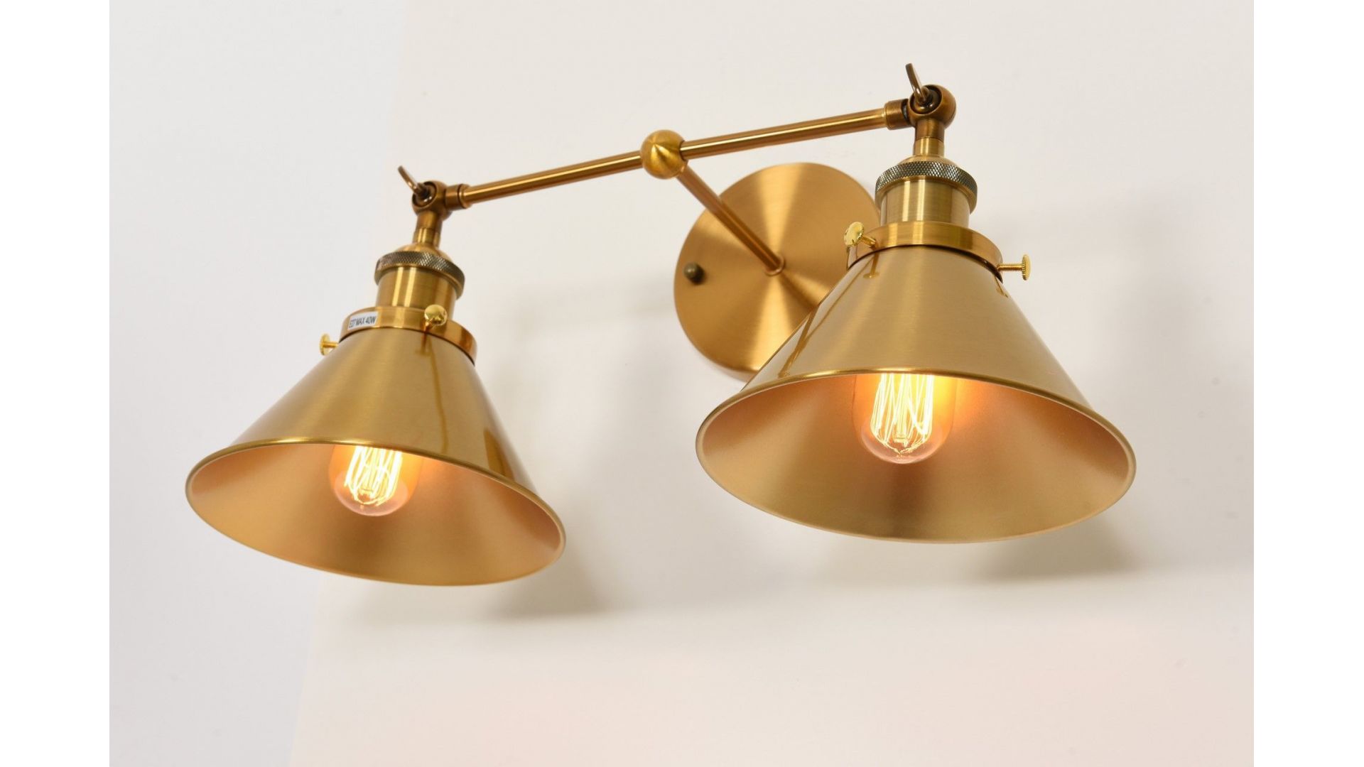 KINKIET LAMPA ŚCIENNA LOFT ZŁOTO SZCZOTKOWANE GUBI DUO LUMINA DECO