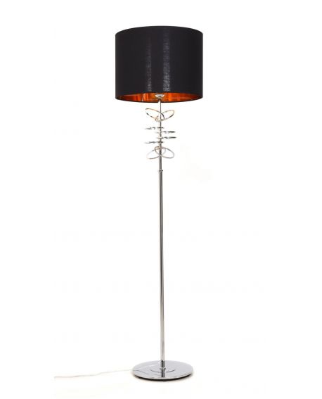 LAMPA STOJĄCA PODŁOGOWA CZARNA MILARI CHROM LUMINA DECO