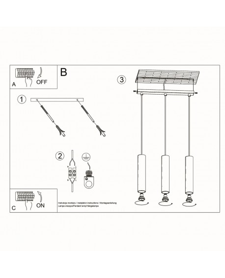 Lampa wisząca LINO 3L Sollux SL.0638