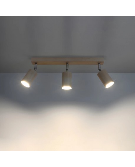 Plafon BERG 3 naturalne drewno Sollux SL.0703